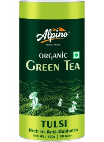 Alpino Certified Organic Tulsi Green Tea 100 G (Rich in Anti-Oxidents / Detox Green Tea) Tulsi Green Tea Tin  (100 g)